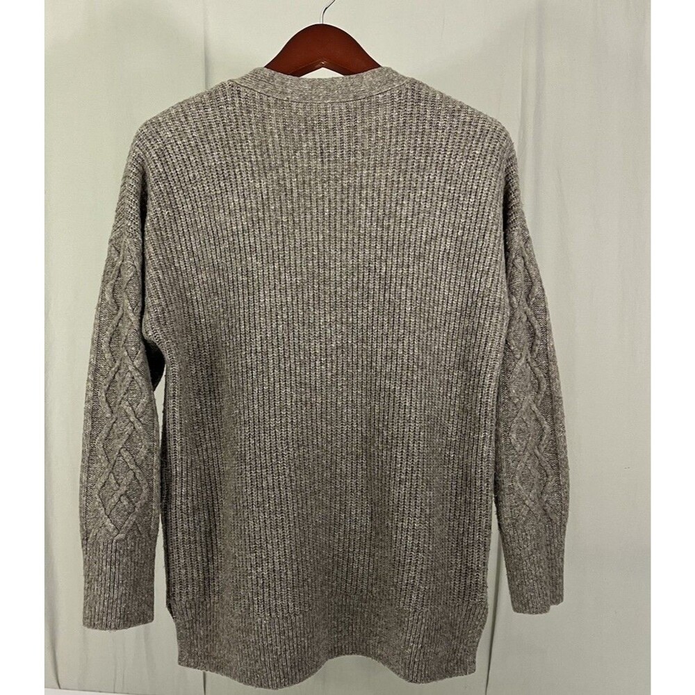 Abercrombie Fitch Cardigan Sweater Women’s M Brown Knit Cable Light Academia - Picture 2 of 9
